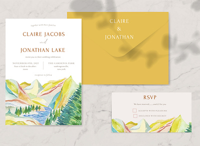Wedding Invitation Set for the Outdoorsy Mood botanical design graphic design illustration invitation wedding
