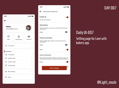 Daily UI-#007 Setting page daily challenge day007 figma love with bakery setting page ui uiux