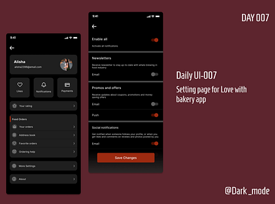 Daily UI- #007 Setting page #Dark mode 007 daily ui darkmode day 07 setting page ui uiux