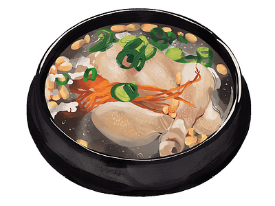 Samgyetang asian asian cuisine chicken dining food illustration korean food procreate samgyetang