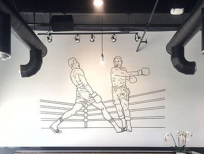 Pushkin's Bakery Mural boxing branding design illustration linework logo minimal mural