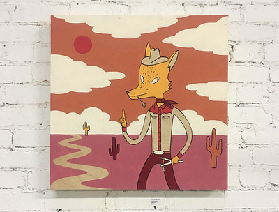 The Good Guy acrylic cartoon character character design childrens book childrens room cowboy desert drawing fox hand drawn illustration minimal painted painting whimsical