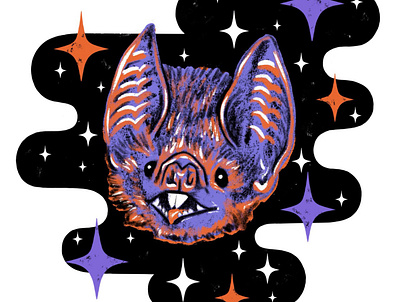 Bat & Stars bat creepy design drawing graphic design hallowee illustration retro spooky vampire bat vintage
