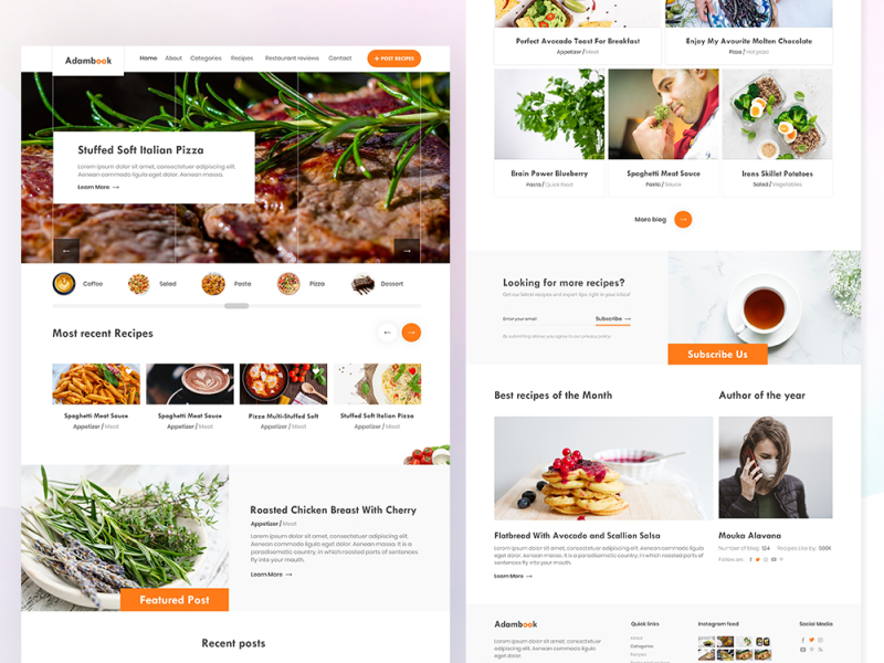 Food Recipe Blog Website - UI/UX by Attractive UI on Dribbble