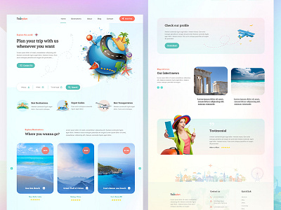 Tour Plan - Travel Agency Design Layout adventure attractiveui booking camping flight hiking hotel landing outdoors tourism tourist travel travel agency travel agent traveling traveller trending uiux vacation websitedesign