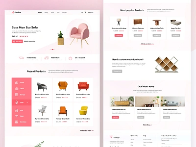 Furnisar - Furniture Shop Design Layout architecture attractiveui bedroom chair ecommerce furnish furniture homepage interiors landing minimalist mockup shop sofa store table trending uiux websitedesign woodworking