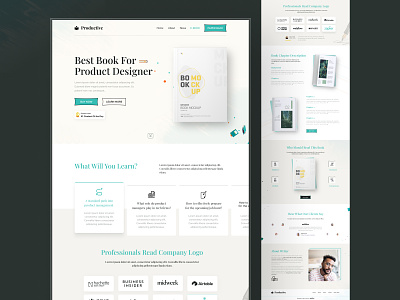 Productive - Book Landing Page attractiveui audio book book store books bookshelf e book ecommerce illustration land landing page library minimal online book publisher sketch stationary typography ui uiux web design