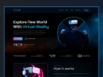 VR - Virtual Reality service website ar ar landing page attractiveui augmentedreality dark design design headset illustration landing page meta technology uiux virtual reality vr web page web ui webdesign website website design