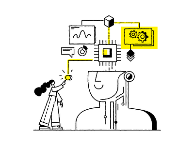 AI technology branding character design design flat illustration ui vector