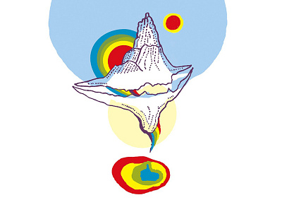 Nova cartoon draw free hand illustration mountain rainbow unicorn