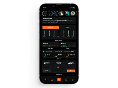 Health monitoring UI dark figma interface mobile ui