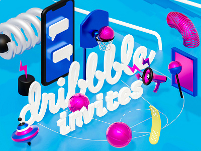 🎟 Invites 🎟 3d blender blender3d dribbble eevee hello dribbble invite isometric play render render eevee