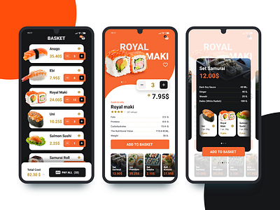 Sushi market adobe adobexd apk app basket buy info sushi ui