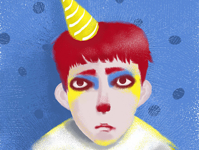 Clown грусть день рождения иллюстрация клоун мальчик парень праздник
