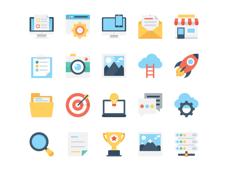 Flat Web Design And Development Icon By Vectors Market For