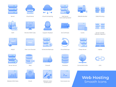 Web Hosting Smooth Flat Icons colored icons flat icon flat icons icon icons icons set illustration illustrations servers set of icons web hosting web icons