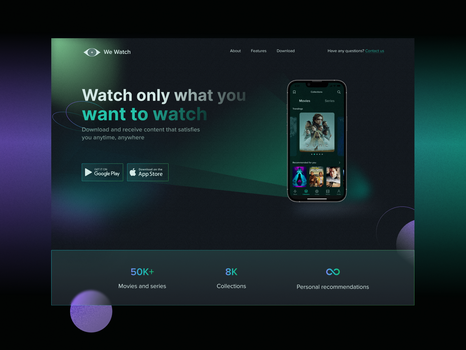 Landing page for mobile app by Valeria Zakrevskaya on Dribbble