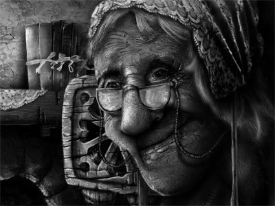 Granny Greyscale book granny graphic greyscale illustration pre colour story texture