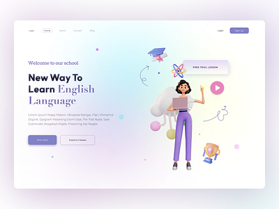 Study platform header graphic design illustration ui ux