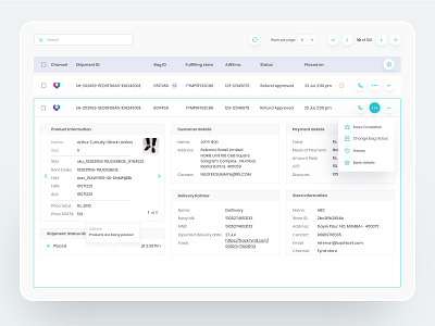 Order management listing accordian admin backend clean dashboard dropwdown ecommerce enterprise listing oms order fulfillment order management support table ux