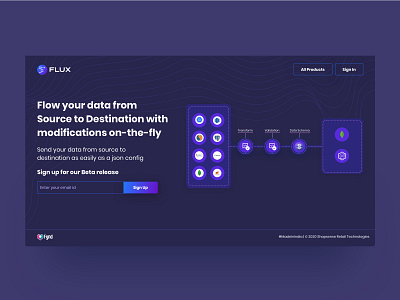 Flux Landing page beta dark dark theme dark ui data gradient landing page landing page ui product ui