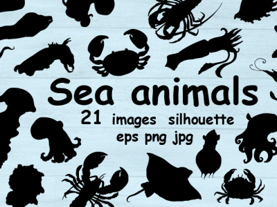 sea animals silhouette bath bundle