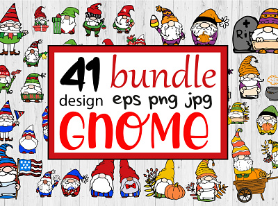 bundle Gnome clipart 4th of july gnomes eps png jpg illustration vector