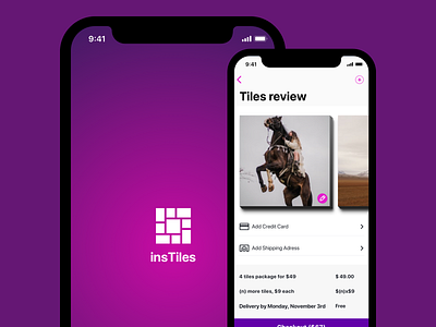 insTiles design hashdogdesign instiles iossesign izhevskdesigner mobileapp photoprint photostudio purple ui uidesign uxui