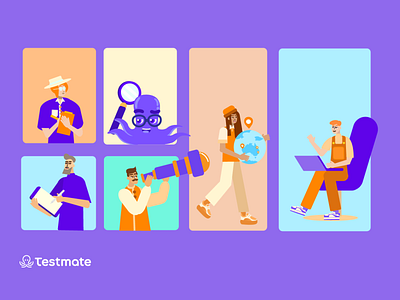 Flat illustrations project on vector for Testmate.