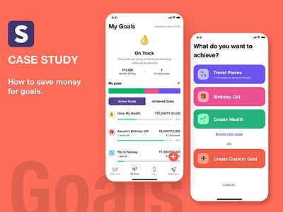 Save money for your goal. casestudy finance finance app goals manage money ux ux case study ux design