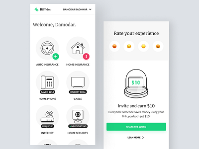 Dashboard view bills organize ratings referral