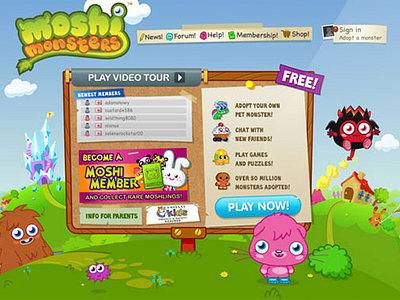 Moshi Monsters design digital gui interface