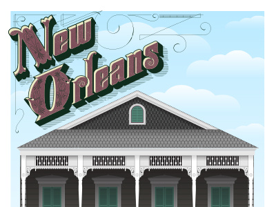 New Orleans french french quarter illustration new orleans poster design type vector vector illustration