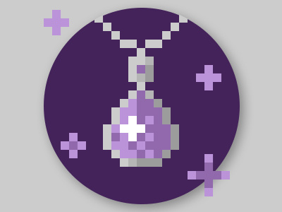 Amulet 8bit amulet icon necklace pixel pixel art purple silver sparkle