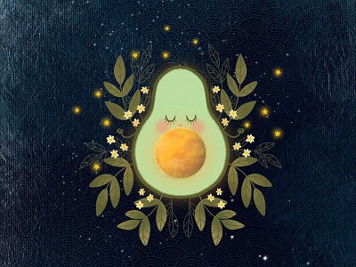 Cosmic Avocado avocado consciousness cosmos cute character design illustration meditation procreate