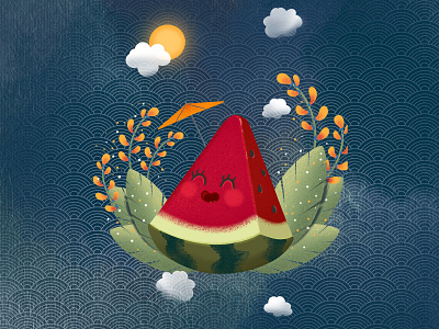 Happy and Sweet fruit graphic design illustration procreate summertime watermelon