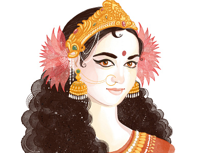 Lakshmi character consciousness design illustration indian goddess mood procreate woman portrait