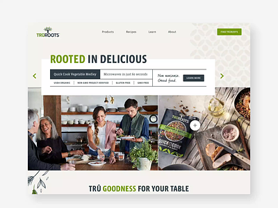 TruRoots consumer cooking earthy food website illustration organic product recipes ui ux web website