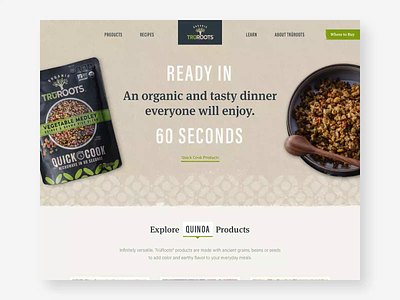 TruRoots consumer cooking design earthy food website illustration organic patterns product products recipes ui ux web website