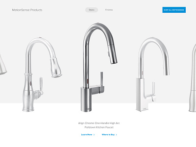 Moen Product Slider clean e commerce faucets moen product slider ui ux web white