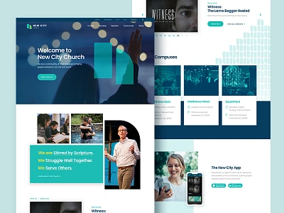 New City Church Website blue branding charlotte church church branding design pattern sermon ui ux web website