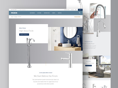 Moen Chrome Finish chrome design e commerce faucet home interior design kitchen moen product ui ux web website