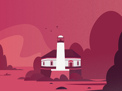 Coquille River Lighthouse design illustration illustration art illustration design illustrator lighthouse lighthouse logo pink ui design