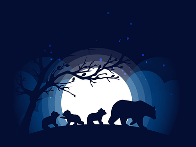 Bear Silhouette Moonlight Vector animal illustraion moon night silhouette vector