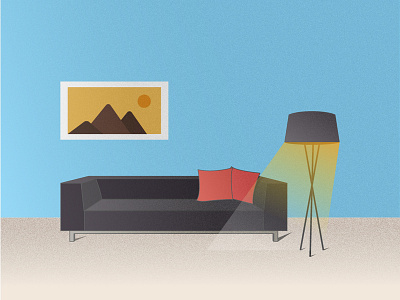 The Waiting Couch :) blue couch daily challange daily practice design empty illusionist illustrated illustration illustration art illustration design illustrator light sofa