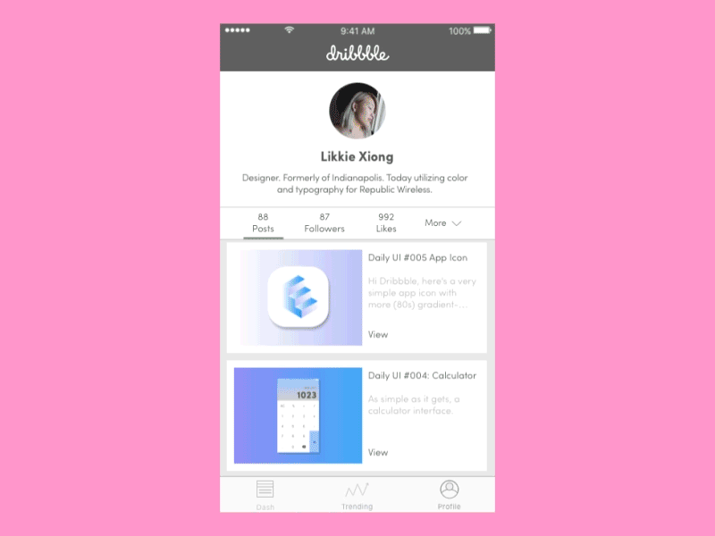 Daily UI #006 User Profile after effects animation daily ui daily ui 006 daily ui challenge dribbble dribbble redesign gui interaction user profile
