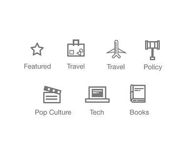 Icons Exploration book featured icon icon icons policy policy icon pop culture pop culture icon tech tech icon travel travel icon