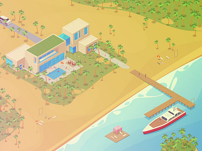 Isometric Tropical Villa illustration