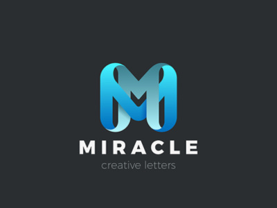 Logo M Letter 3d branding corporate design identity letter logo logotype m monogram ribbon style trendy