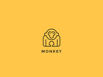 Monkey Logo Linear style animal art design geometric gorilla line linear logo monkey outline simple style wild zoo